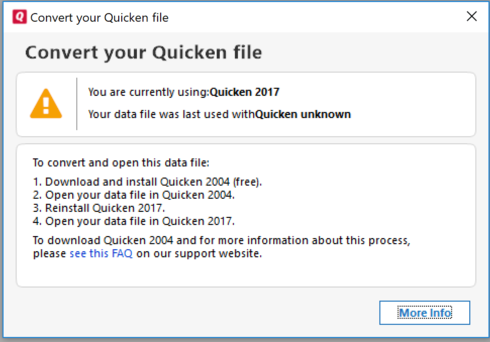 Open old quicken files